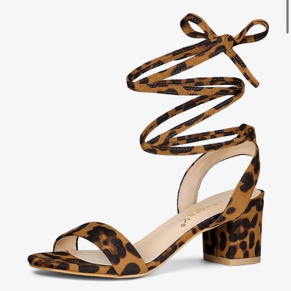 NWOT Leopard Print Strappy Block Heel Sandals - Picture 2 of 12